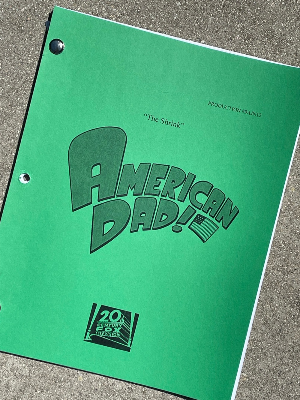 American Dad 2014 The Shrink Production Used Table Draft Script Ted Danson Ep